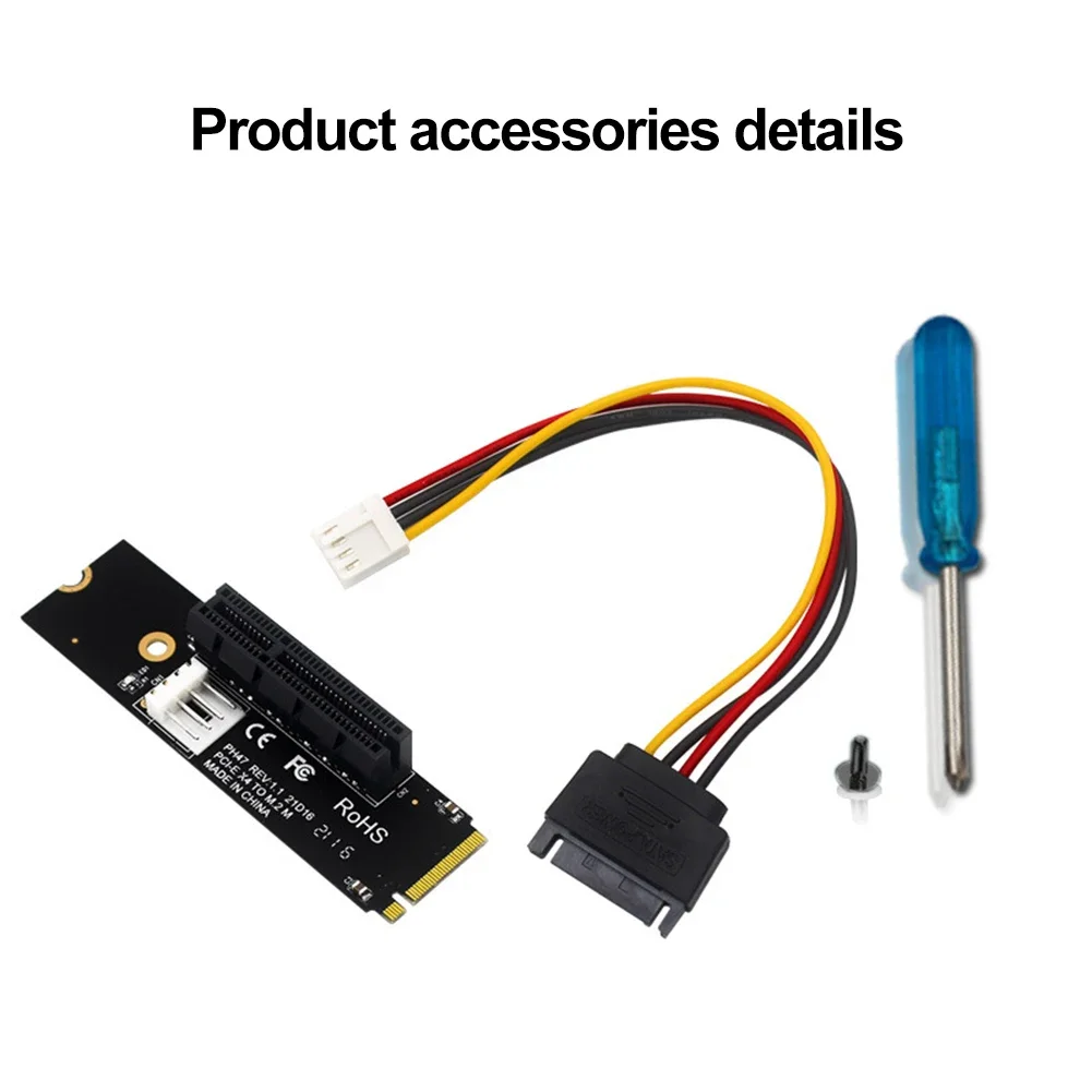 M2 To PCI-E 4X SATA Power Riser Adapter Card