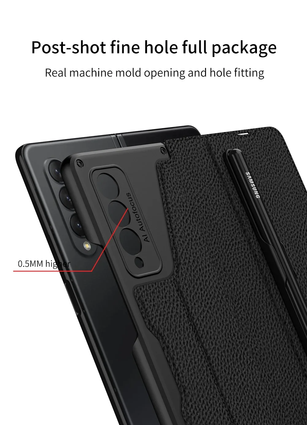 Original Case For Samsung Galaxy Z Fold 4 3 Frosted Leather Card Package Pen Hol