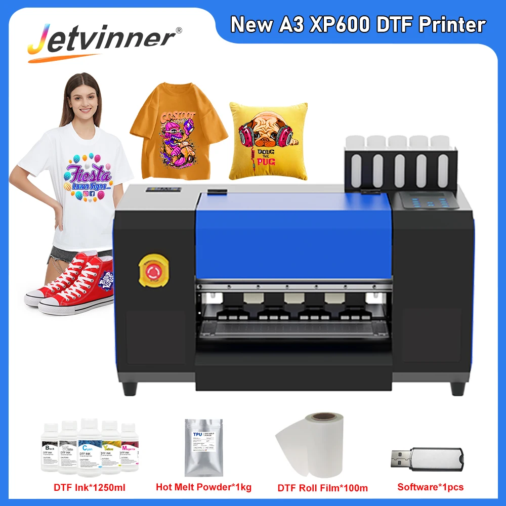 DTF Printer A3 Dual Head XP600 Pre-heating Print Direct Transfer Printer  For T-shirts Jeans Hoodies DTF T-shirt Printing Machine - AliExpress