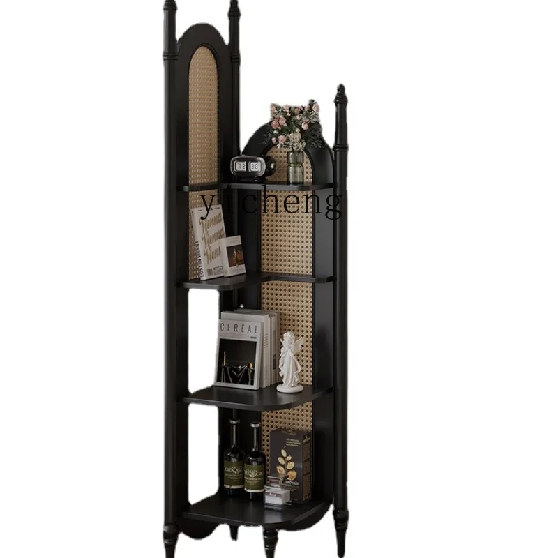 

Винтажный ротанговый угловой черный домашний треугольный шкаф ZK, угловой шкаф средней и старой спальни на стене
