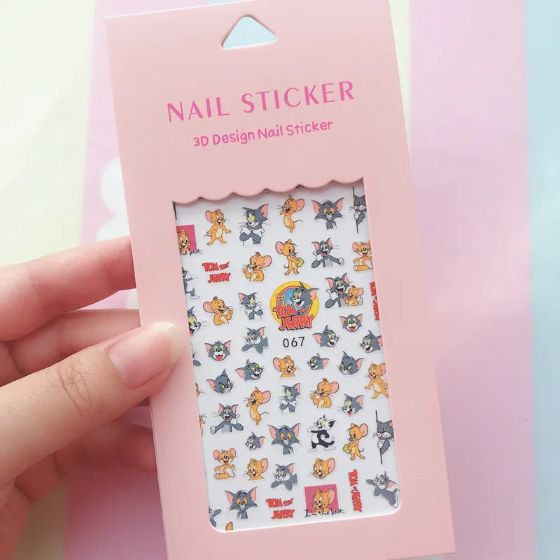 

Miniso Cat and Mouse Cartoon Nail Stickers Nail Art Decoration Hello Kitty Mickey Mouse Pikachu 3D Nail Art Stickers Nail Slider