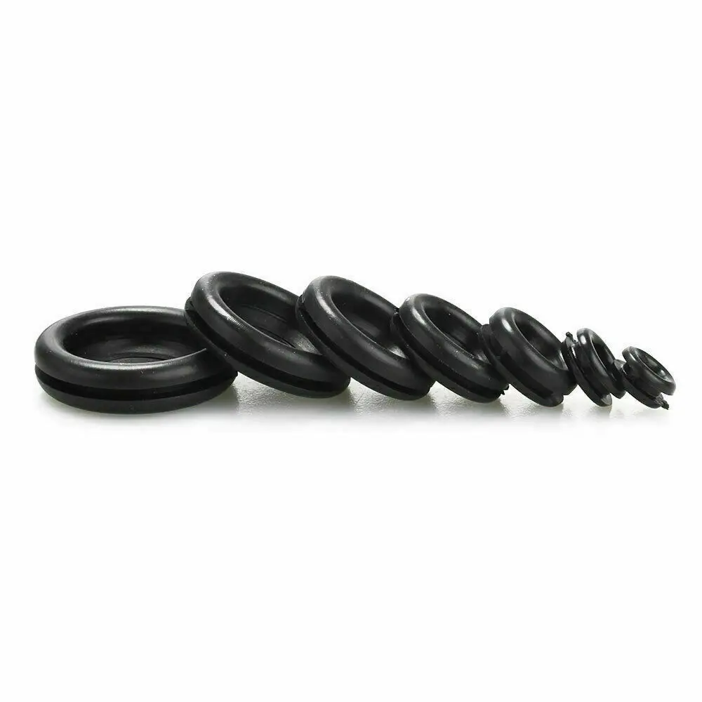 170pcs Rubber Grommet Protective Coil Double-sided Black Rubber Firewall Hole Plug Retaining Ring Car Electrical Wire Gasket