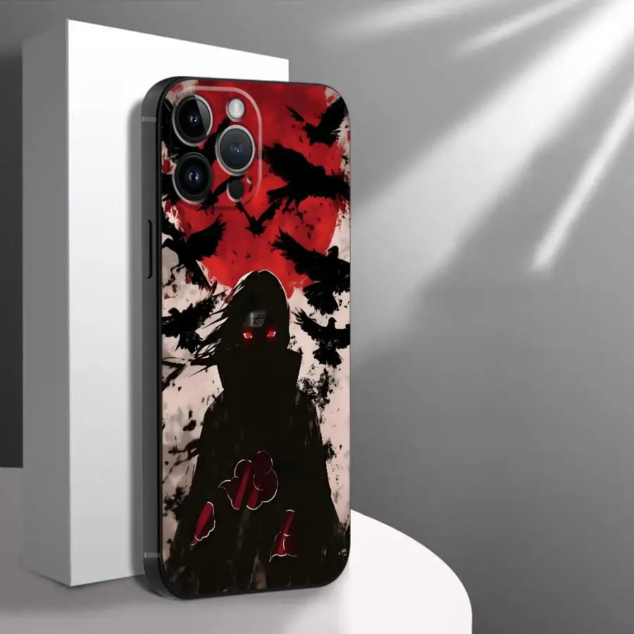 Sleek Black Soft Phone Cover with Cool Uchiha Itachi Design