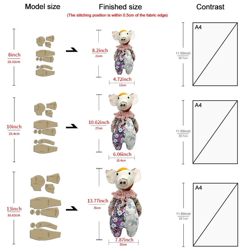 YOMDID 10pcs Memory Pig Making Kraft Stencils DIY Pig Shape Quilting Templates Handmade Sewing Tools Stencil Craft Decorations