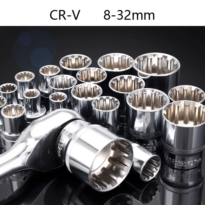 1/2 Pollici Drive 12 Punti Chiave Testa CR-V Specchio In Lega Antiruggine Chiave A Cricchetto Presa 8-36mm Presa Torx Corta Per La Rimozione Delle Dadi - Foto 5