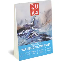 Professional Quality Watercolour Paper Pad - 300gsm Art Paper for Mixed Media and Drawing, 20 Sheets (A4)