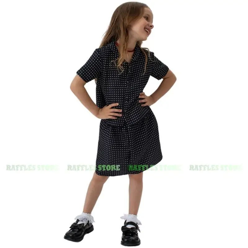 

Kids Children Halloween Horror Scary Coraline Mom Cosplay Costume Skirt Disguise Outfits Halloween Carnival Party PolkaDots Suit