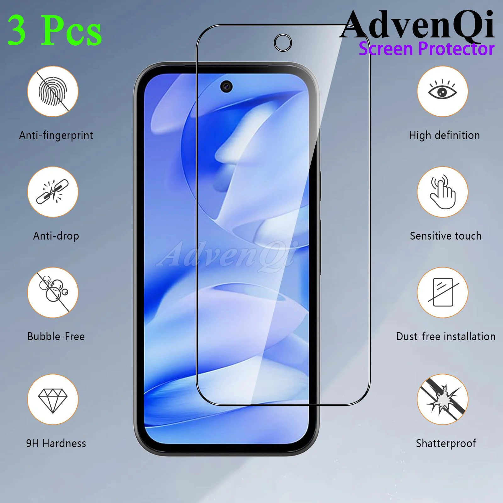 3-Pack Premium Tempered Glass Screen Protector - Crystal HD, 9H Hardness, Anti-Scratch
