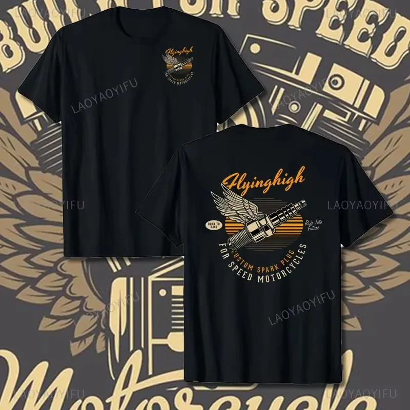 Crossed Pistons Mechanic Garage Engine Grafik-T-Shirt Sommer Cooles Herren-Baumwoll-T-Shirt All-Match Hipster Streetwear Herren-T-Shirt – Detail 4