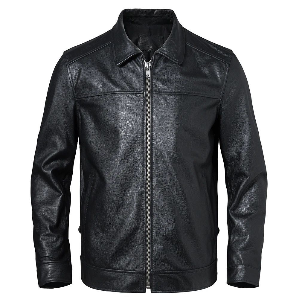 Description Picture 4 of itemMen Leather Jacket 100% Real Cowhide Black Brown Men's Genuine Leather Coat Male Skin Clothing Autumn Spring Asian Size M601