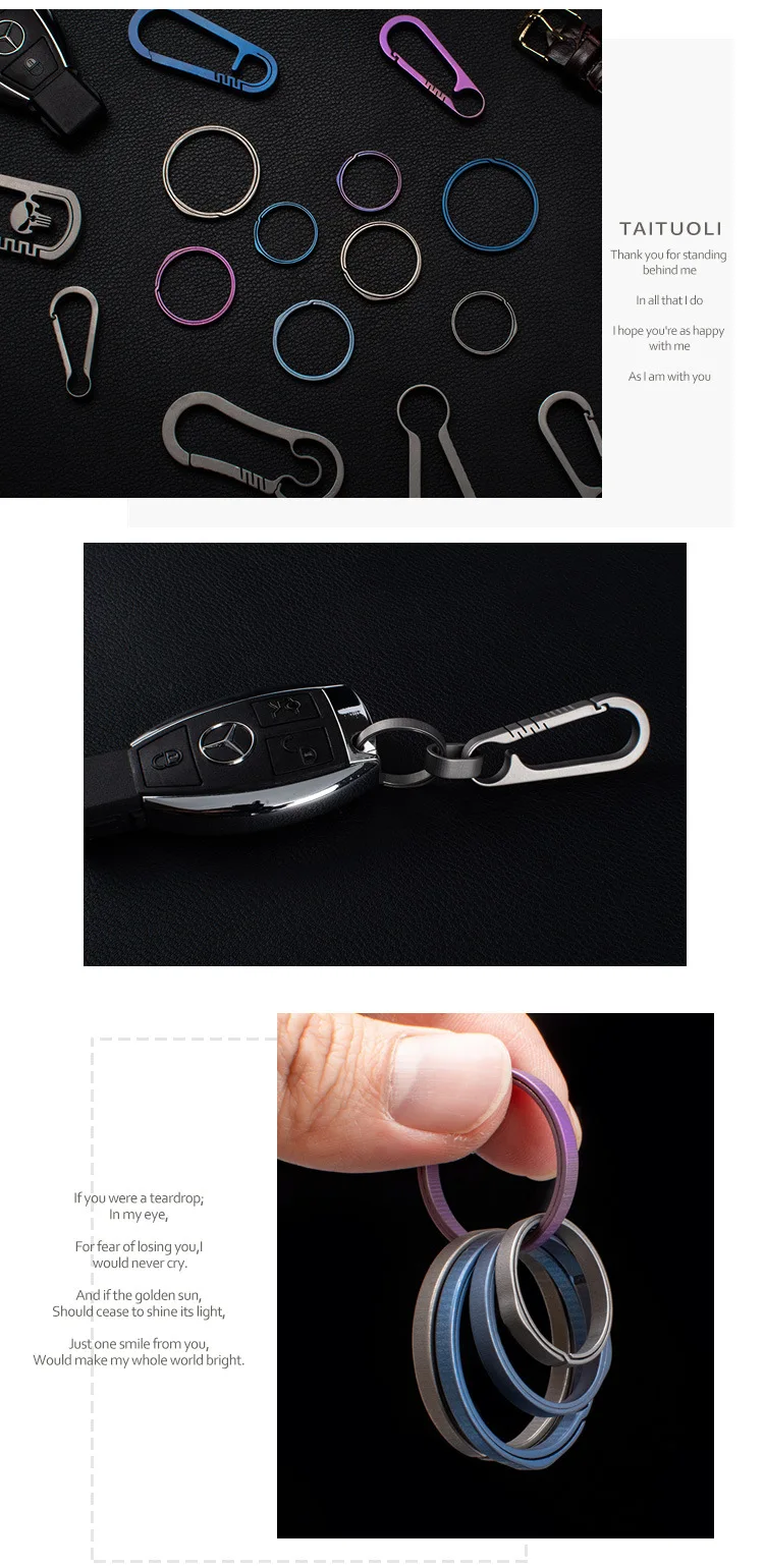 Titanium Alloy Rotating Ring Buckle Keychain Waist Belt Buckle Spring Lock Keyring Outdoor Tool EDC Unboxing Tool