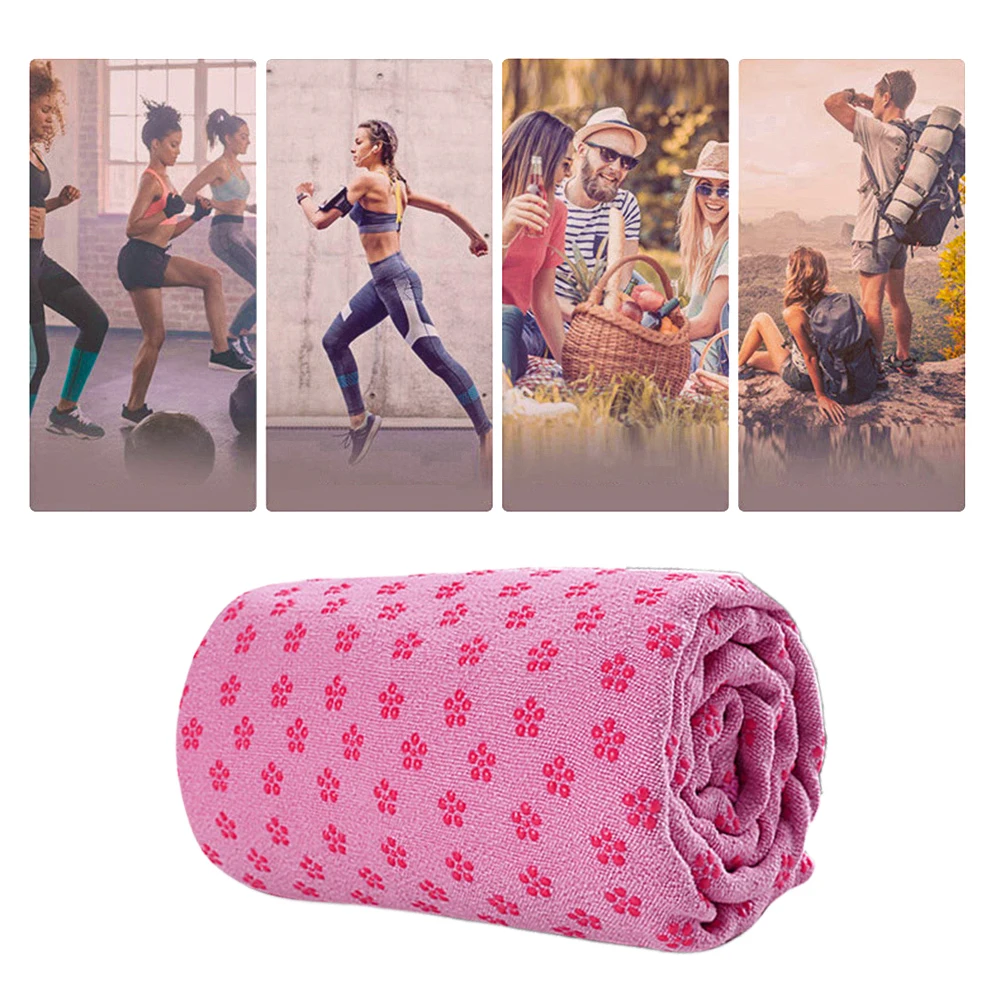 Polyester Yoga Mat Cover Towel Anti Skid Pilates Indoor Towel Foldable with Mesh Bag Soft Odorless for Outdoor Sport 185x82cm yoga towel