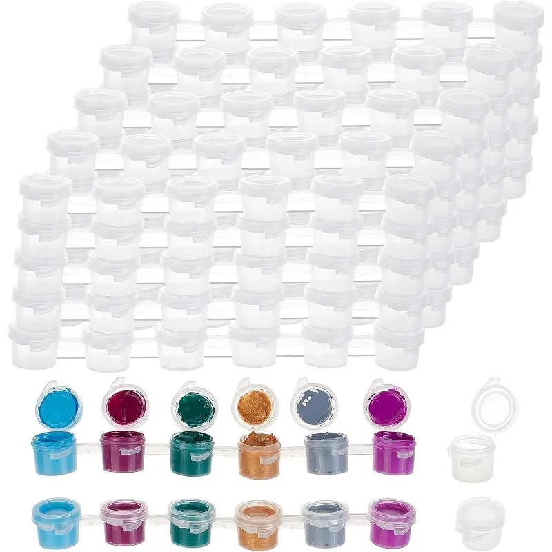 25pcs Empty Paint Pots Strips 150 Pots 3ml/ 0.1oz Mini Paint Pot Pod Strips for Classrooms School Summer Camps Festival mini paint pots