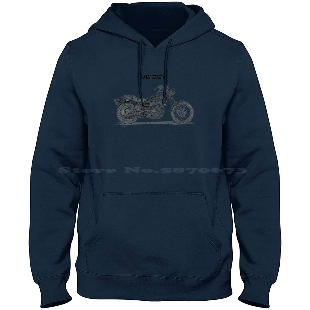 

Rebel Retro 100% Cotton Hoodie Motorbike Motorcycle Enthusiast Motorcycle Lover Cmx 500 Rebel Rebel 500 Chopper Bobber