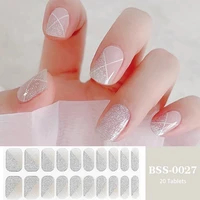 Semi Cured Gel Nail Polish Strips 20 Tips Nail Wraps Artist Self-Ashesive Girl Beauty Nails Sticker UV/LED Lamp Need 1