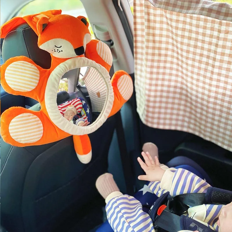 cartoon fox giraffe children's rearview mirror baby car observation mirror interior decoration pendant