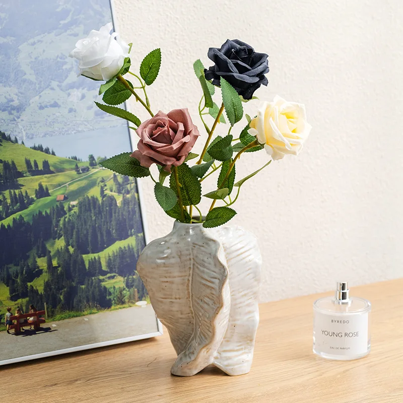 CAPIRON French White Ceramic Vase Unique Modern Art Plant Container Pampas Grass Dried Fresh Flower Centerpiece Home Decoration 4