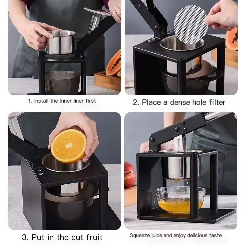 Manual Juicers Squeezing Watermelon Pomegranate Apple Orange Juice Consumer And Commercial Black Stainless Steel Simple Juicers