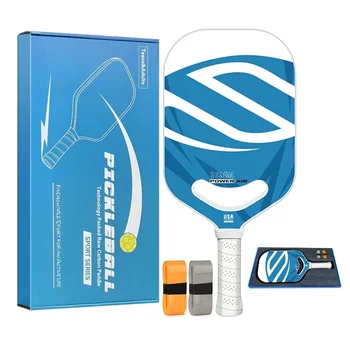 Smiling Hollow Design Thermopressed Monolithic Pickleball Paddle Racket T700 - Matte Carbon Fiber Face & PP Honeycomb Core 1