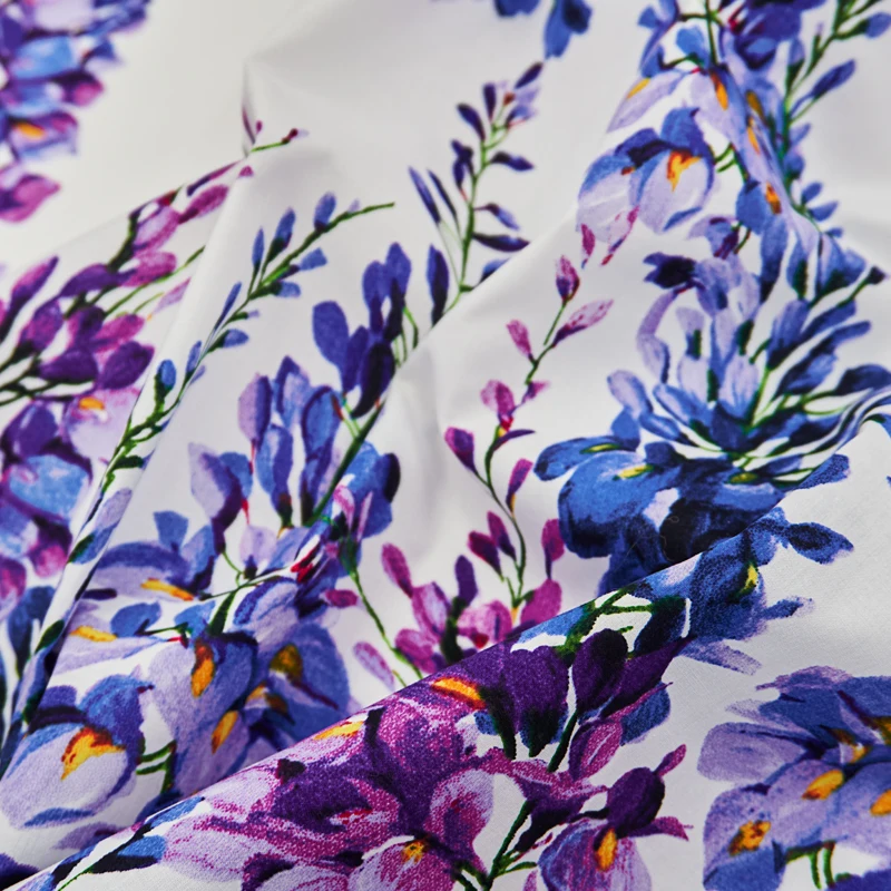 Wisteria Print Pure Cotton Fabric, Fabric for Dress Shirt, Telas Por Metro Tissus, Au Metre, DIY Sewing, 2022 3