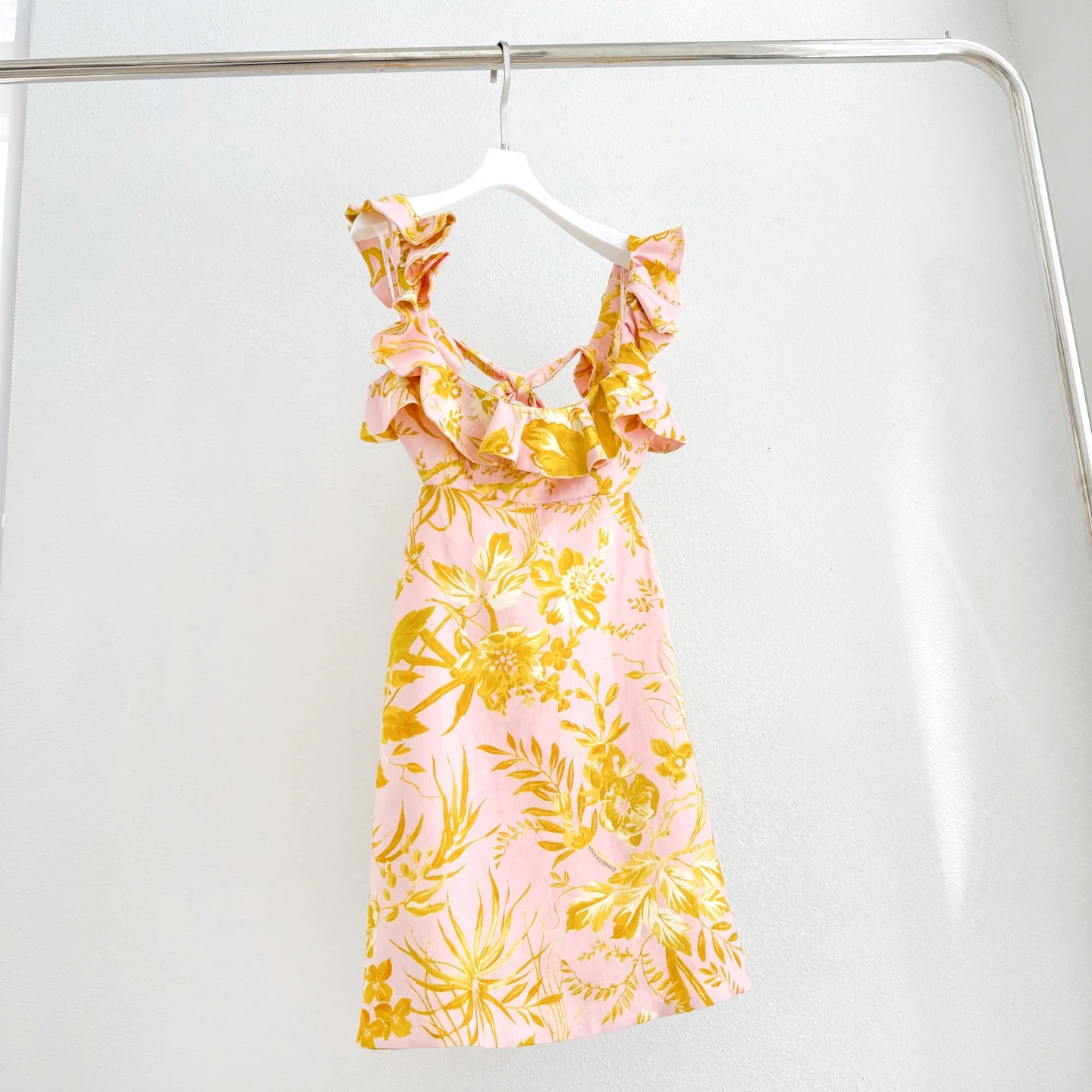 LITTLE A - Gabriella Summer Bloom Bow Frill Jacket - Pale Pink main image 0