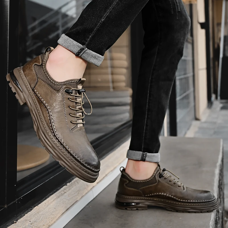Brand Men Running Footwear Ourdoor Jogging Trekking Sneakers Classic Lace-Up Men Skate Shoes Leather Fashion Casual Shoes Men 6