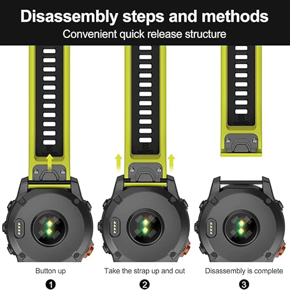 Premium Silicone Quick Release Watch Strap Bracelet - 26mm/22mm, Compatible with Garmin Fenix Series
