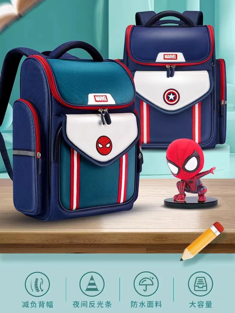 

Disney Leisure School Bags For Boys Middle Primary Student Shoulder Orthopedic Backpack Spider Man Captain America Gifts Mochila