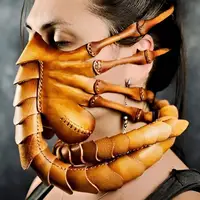 Страшная маска хищника, забавные маски, реквизит для косплея на Хэллоуин для взрослых, латексная ужасающая полумаска с животными