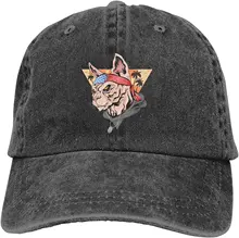 

Tough Cat with American Flag Headband and Dog Tags Baseball Cap Unisex Cowboy Hat Casquette Cap Vintage Adjustable Fashion Black