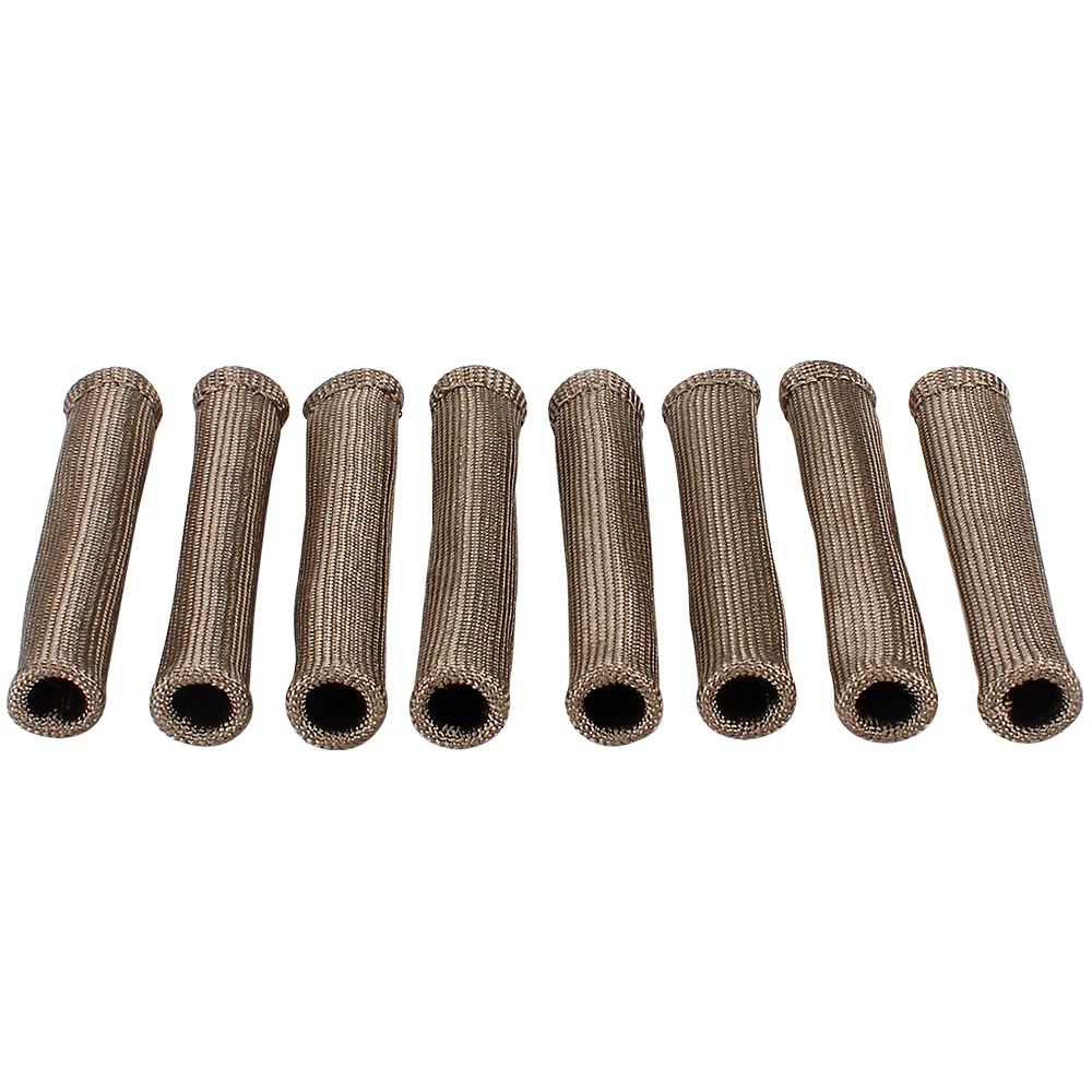 RASTP-8pcs/Set 1200°F Basalt Fiber Spark Plug Wire Boots Protector Sleeve Heat Shield Cover Engine Thermal Cover BTD027