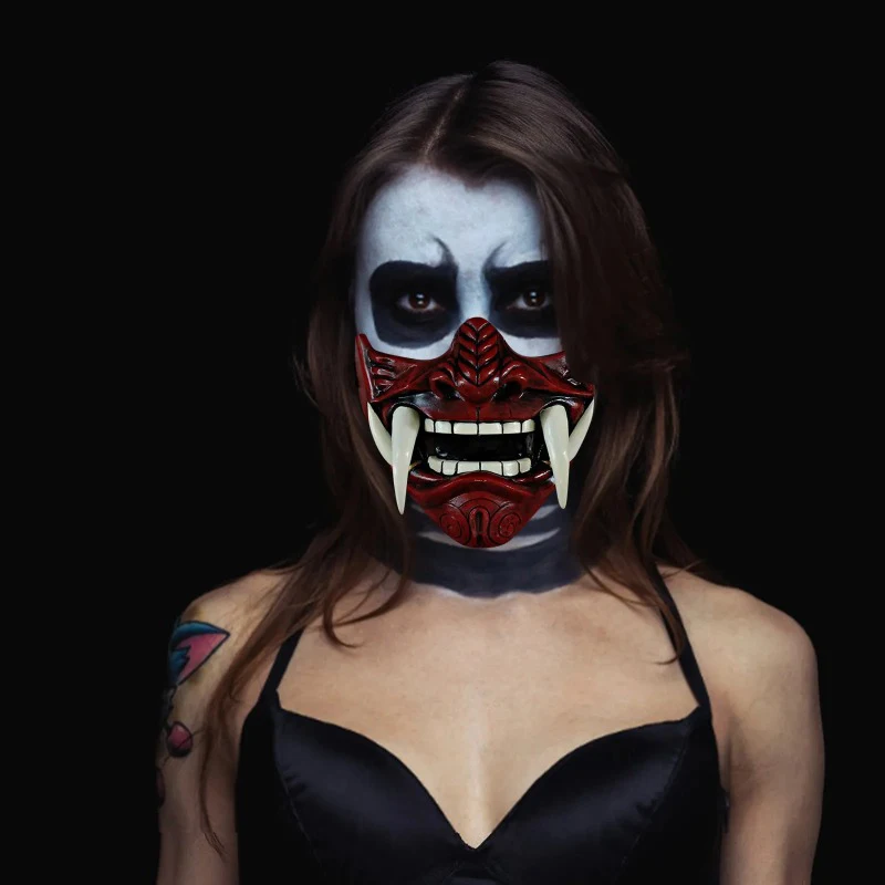 Masque Démoniaque Japonais Kabuki Hannya Démon Oni Samouraï Kabuki Masque De Diable Prait, Démon Japonais Masque Visage Privé Halloween Japonais Prajna Ghost Cosplay Hanya Couverture