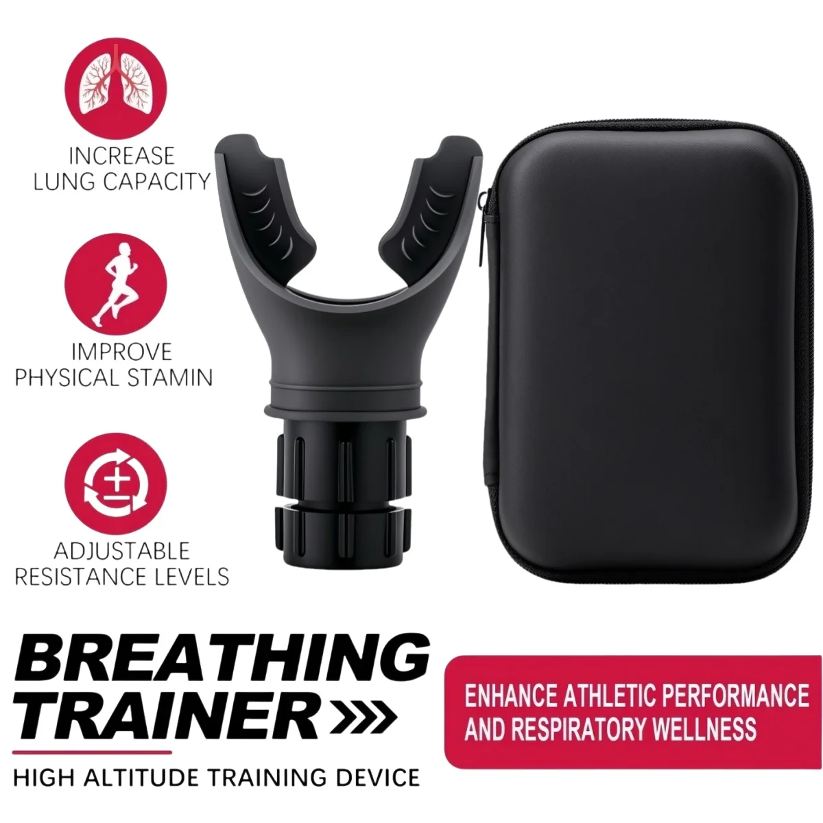 High Quality Improve lung function Sports Breathing Trainer Exercise Lung Capacity Respirator Fitness Equipment，with Box