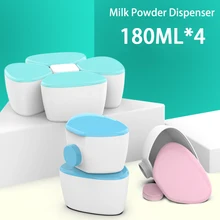 

4 Lattice Clover Style Portable Baby Food Storag Box Multiple Openings Cereal Infant Milk Powder Box Toddle Snack Container