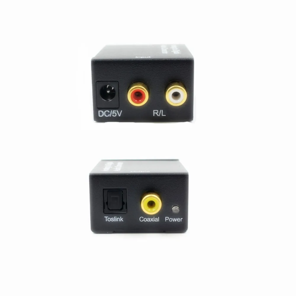 Toslink Audio Analog To Digital Audio Converter Digital SPDIF with Power Cord RCA