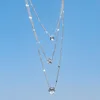 Cristal Zircon coeur étoile breloque couches pendentif collier ensemble pour femmes breloques mode carré strass femme Vintage bijoux