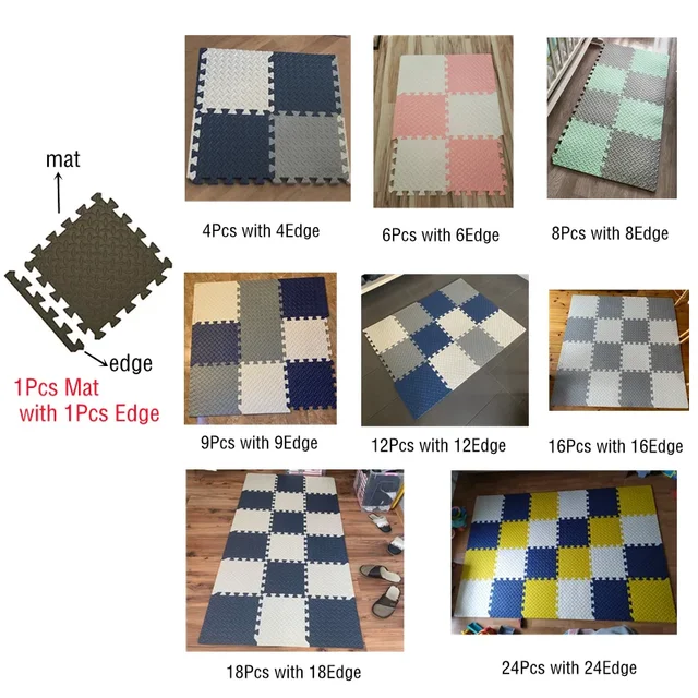 Tapis de jeu en mousse pour bébé, 16 pièces, tapis de Puzzle pour enfants, carreaux d'exercice imbriqués, carrelage de sol, jouet, tapis doux 30x30x1cm 4