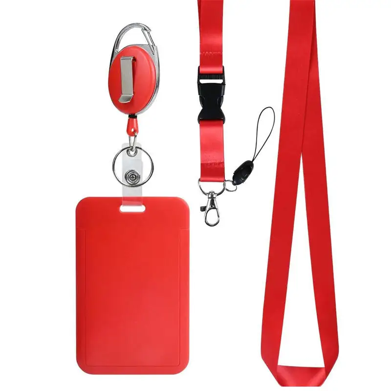 1Pc Solid Color Student Bus ID Card Protective Cover Keyring School Access Door Card Credit Card Holder Bag Set Key Chain