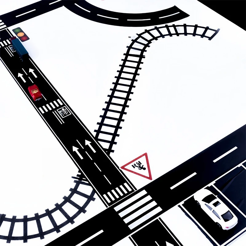 1Roll 5M 1:12 Dollhouse Road Traffic Railway Track Scene Tape Sticker Miniature Parking Scene Curve Sticker Model Decor Toys 5