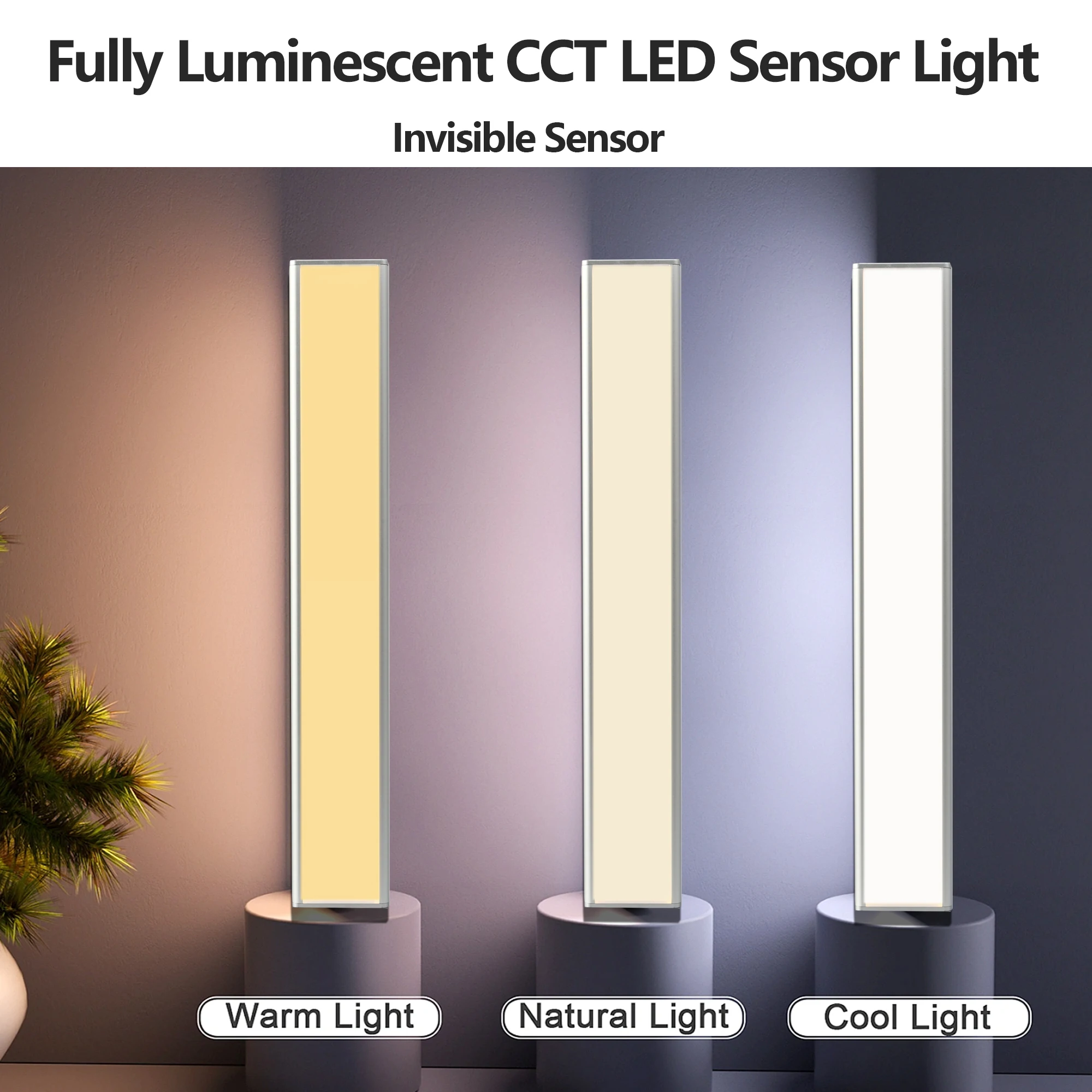 

30CM CCT Fully Luminescent LED Sensor Cabinet Light Motion Sensor Touch Wireless Bedroom Cbinet Wardrobe Light 100% Full Screen