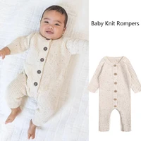 0-24M Girls Knitted Jumpsuit Baby Clothing Knit Romper Newborn Infant Toddler Boy Girl Long Sleeve Jumpsuit Fall Spring Outfits