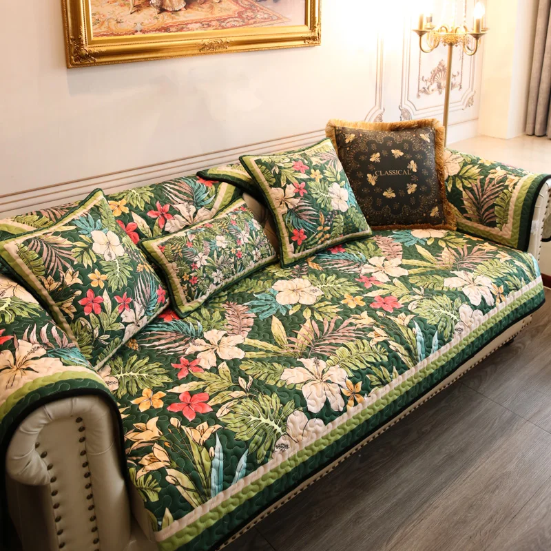 

American Pastoral Style Sofa Cushion Four Seasons Non-slip Cushion Fashion Living Room Dust Sandhair Towel Cover Sofa