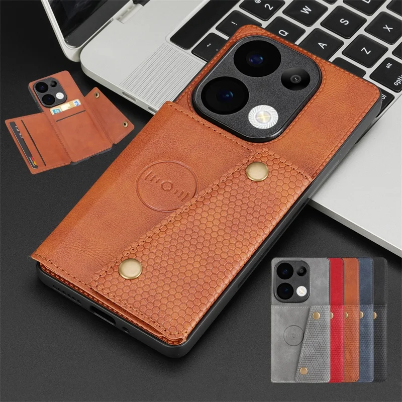 Leather Magnetic Wallet Phone Case with Card Slot Holder