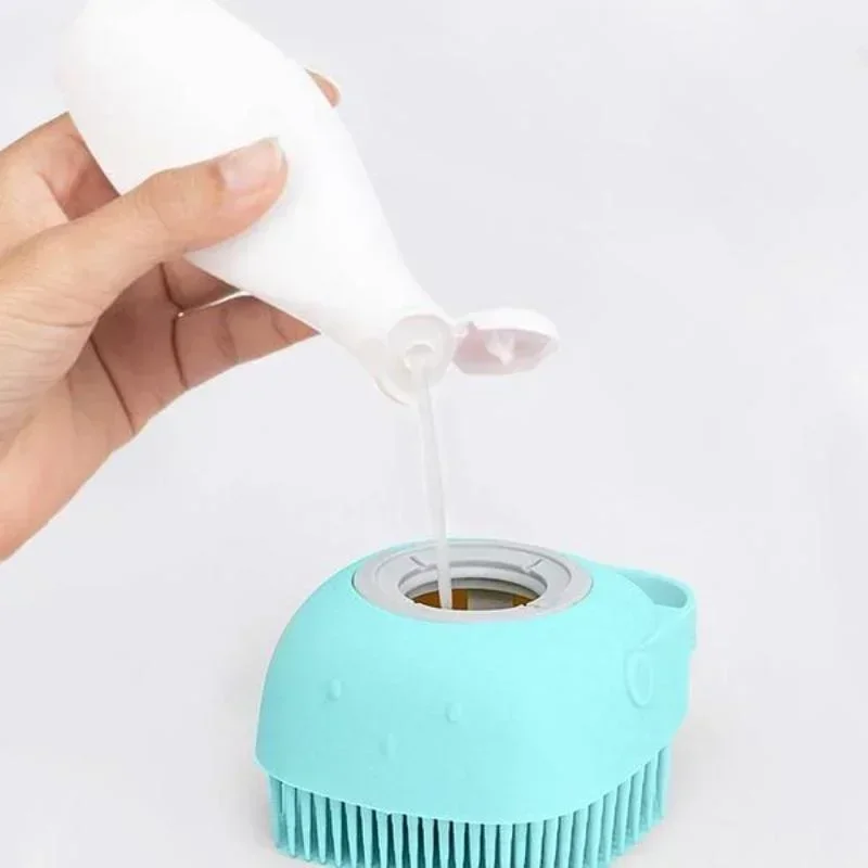 Cat Grooming Brush Pet Bathing Brush Soft Silicone Massager Shower Gel Cleaning Tools Comb