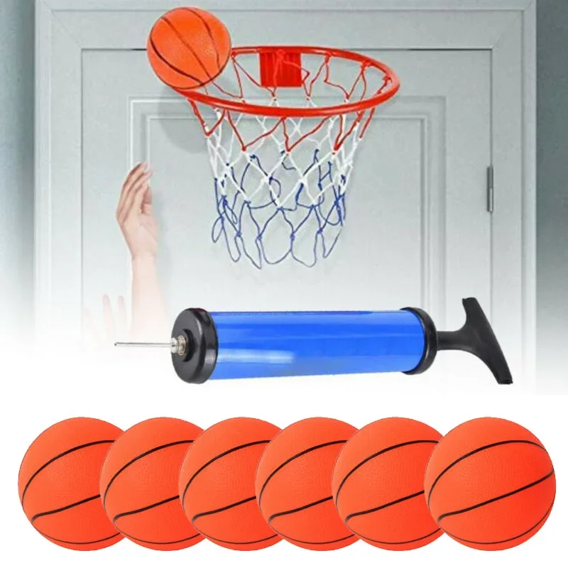 6pcs Basketball Pump Small Mini Children Inflatable Basketballs Indoor Sports Parent-child Games basketball balls