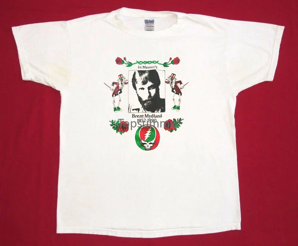 

Vintage Grateful Dead Tour T-Shirt In Memory Of Brent Mydland 1990 Reprint Rare! Double Side 2019 Unisex Tee