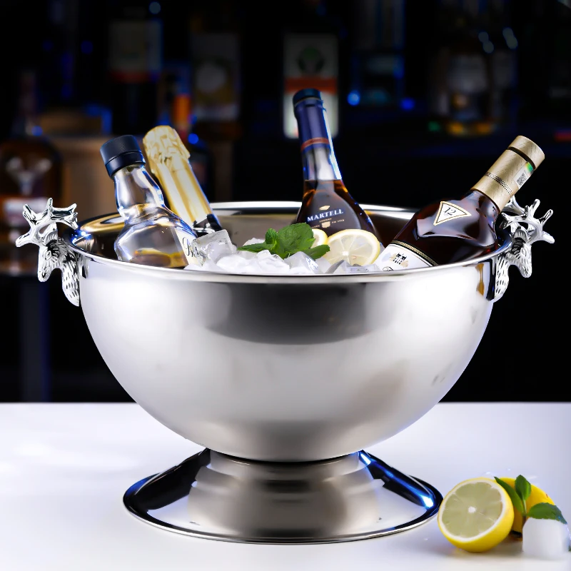 

13L Stainless Steel Ice Bucket Deer Head Wine Champagne Granule Tube Champagne Barrel Ice Wine Barrel Barware