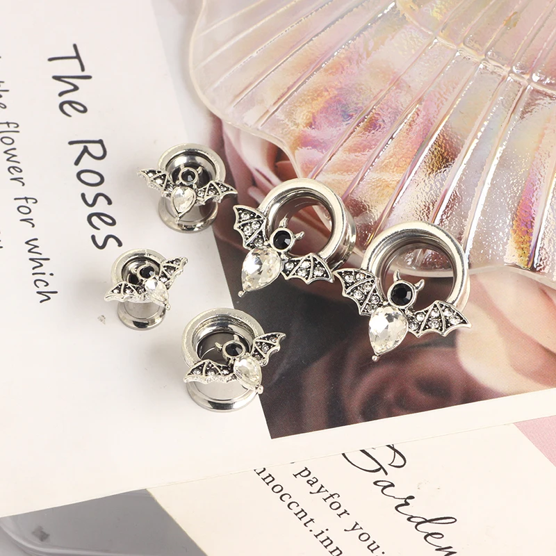 Wholesales 6-16mm Ear Gauges Stainless Steel Bat Animal Ear Tunnels Plugs Flesh Piercing Body Jewelry Ear Stretchers internally