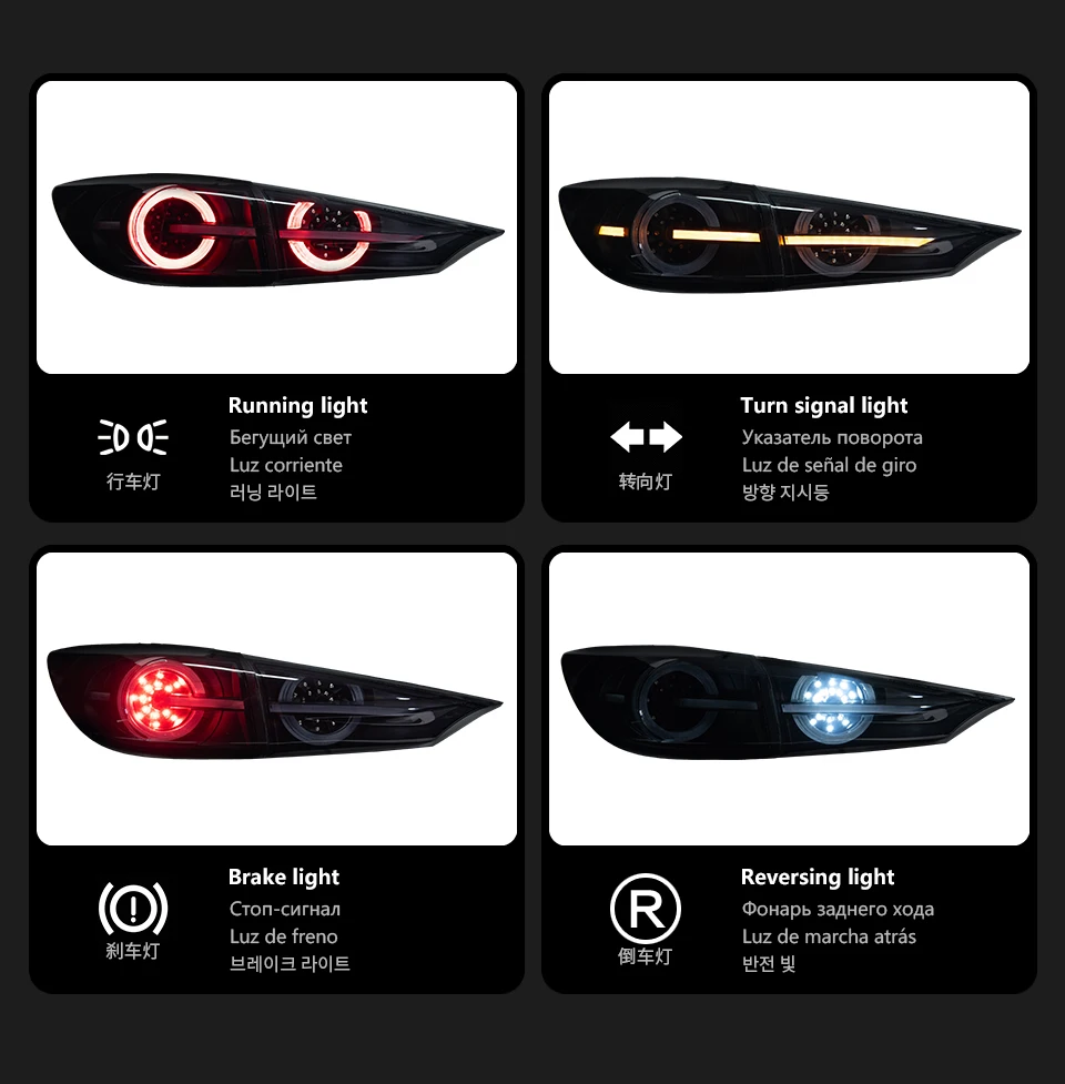 AKD Tail Lamp for Mazda 3 Axela Sedan LED Tail Light 2014-2018 Axela Sedan Rear Fog Brake Turn Signal Automotive Accessories