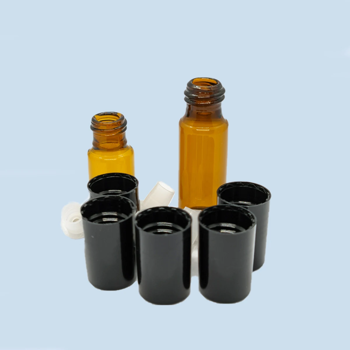 20/30/50/100pcs 3ml 5ml 10ml Amber Thin Glass Roll on Bottle Refillable Sample Test Essential Oil Vials Roller Metal Ball